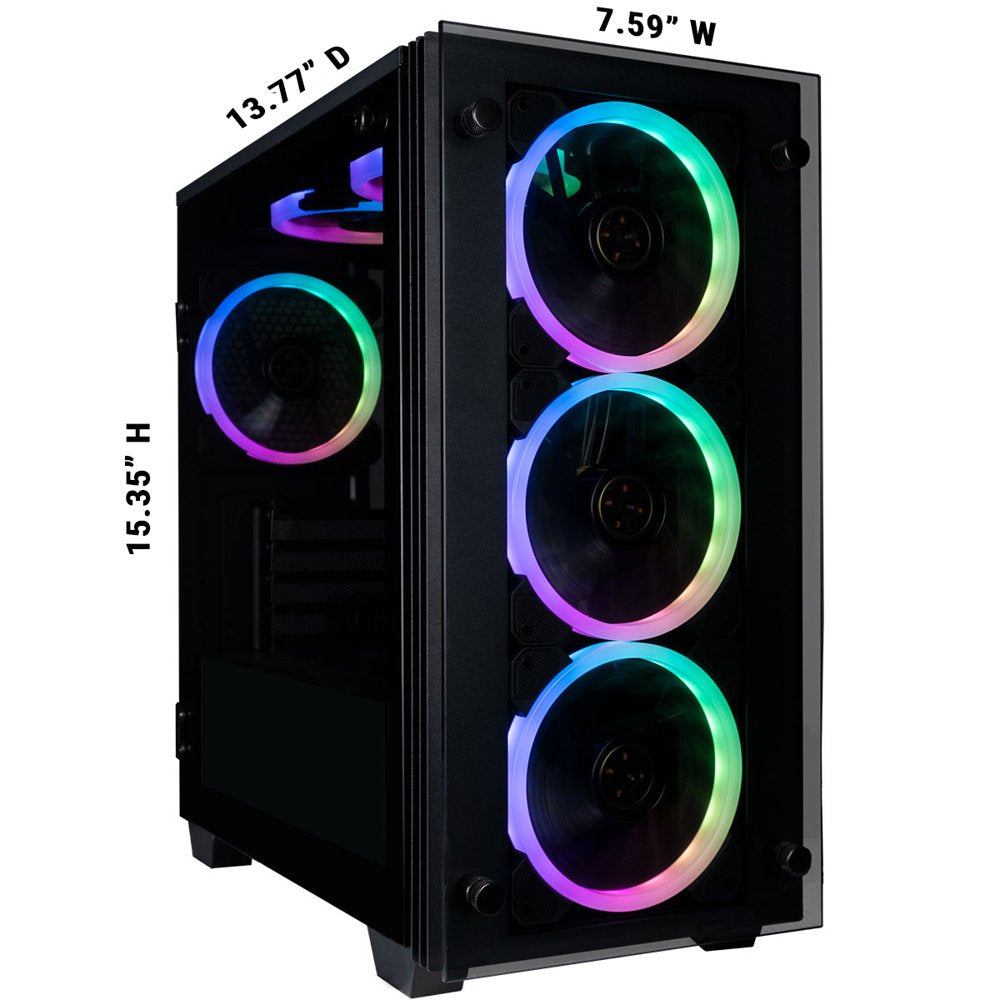 Stratos Micro Gaming Desktop - NVIDIA Geforce RTX 3070, AMD Ryzen 7 5700X, 32GB DDR4 RAM, 512GB Nvme SSD + 2TB HDD, Wifi, Windows 11 Home - Gamer Computer