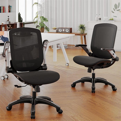 Ergonomic Office Chair, Mesh Desk Chair - Lumbar Support and Adjustable Flip-Up Arms, Soft Wide Seat, 90-120° Tilt, High Back Home Ergonomic Chairs Swivel Task Chair, Easy Assemble