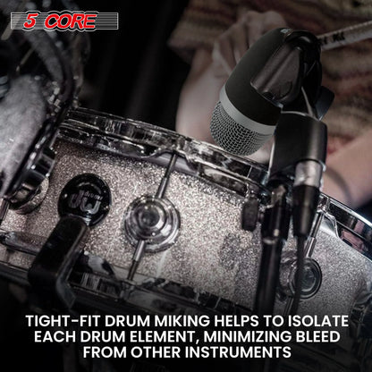 5 Core Snare Microphone • XLR Wired Uni Directional Tom Drum and Other Musical Instrument Mic