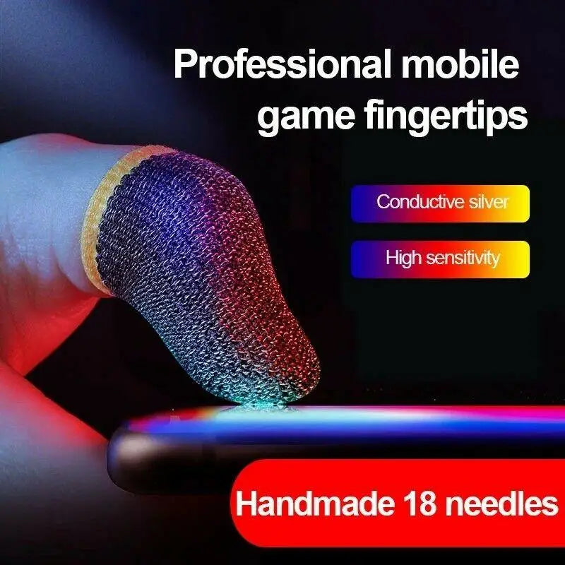 1 Pair Super Thin Gaming Finger Sleeve Breathable Fingertips for Pubg Mobile Games Touch Screen Finger Sleeves for Gaming