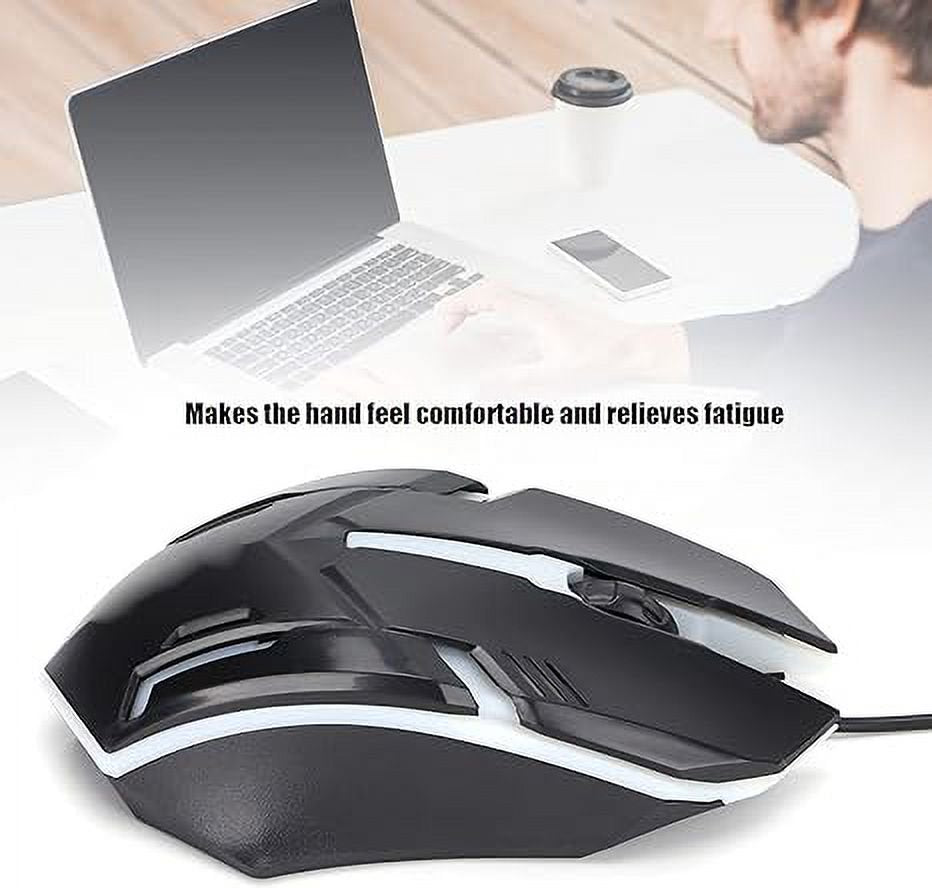 RGB Gaming Mouse, Wired Computer Mouse, USB Port Wired Gamer Mice, Luminous Optical Mouse Plug and Play, Simple Operating Wired Mice for Large Games Office Business (Black)