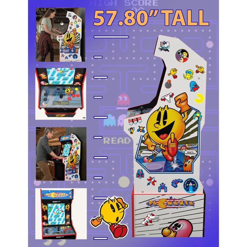 Arcade1Up - Pacman Customizable Arcade Featuring Pac-Mania (Includes 14 Games & 100 Bonus Stickers)