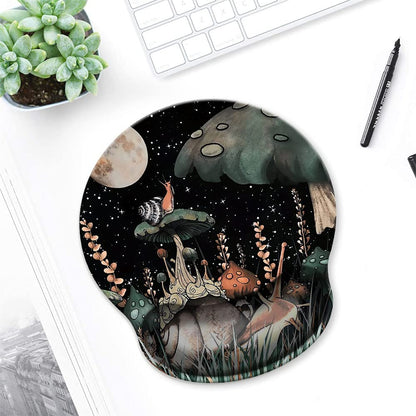 Ergonomic Mouse Pad with Wrist Rest Support,Moon and Stars,Non-Slip Rubber Base Wrist Rest Pad for Home Office Laptop Easy Typing & Pain Relief