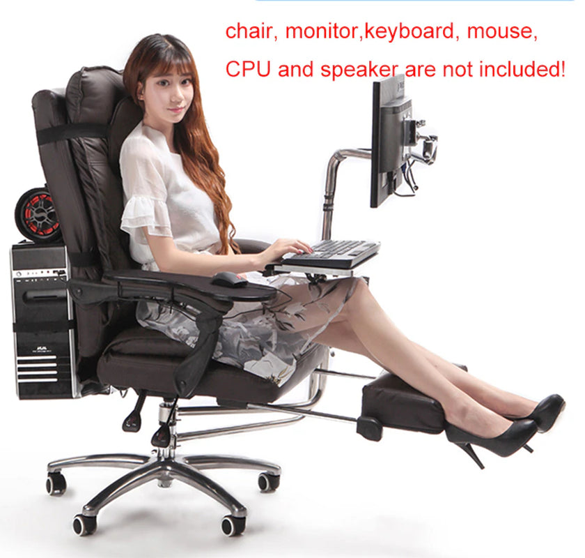 OK920 Full Motion Chair Shaft Monitor Mount Keyboard Holder +Chair Arm Clamp Elbow Wrist Support Mouse Pad for Game Office