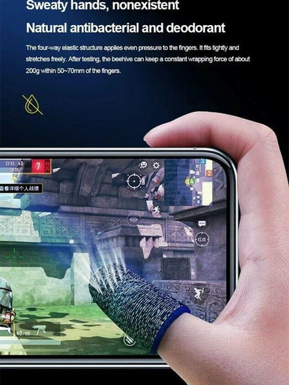 1 Pair Super Thin Gaming Finger Sleeve Breathable Fingertips for Pubg Mobile Games Touch Screen Finger Sleeves for Gaming