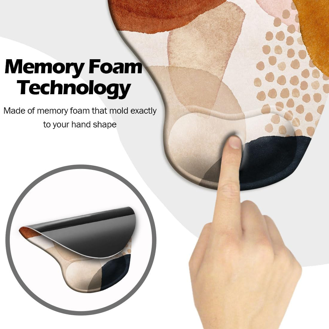 Ergonomic Mouse Pad with Wrist Support and Coaster,Mouse Pads with Non-Slip PU Base for Home Office Working Studying Easy Typing & Pain Relief Aesthetic Art