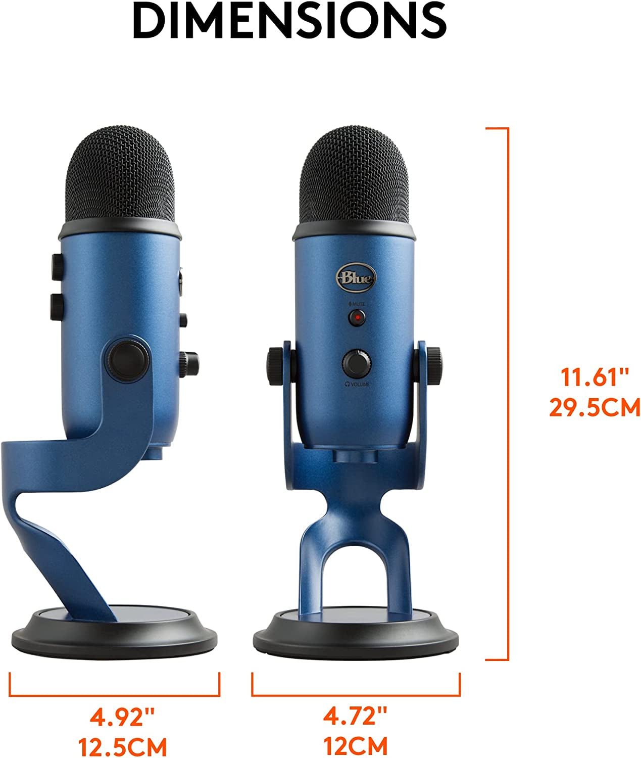 Yeti USB Microphone for Gaming, Streaming, Podcasting, Twitch, Youtube, Discord, Recording for PC and Mac, 4 Polar Patterns, Studio Quality Sound, Plug & Play-Midnight