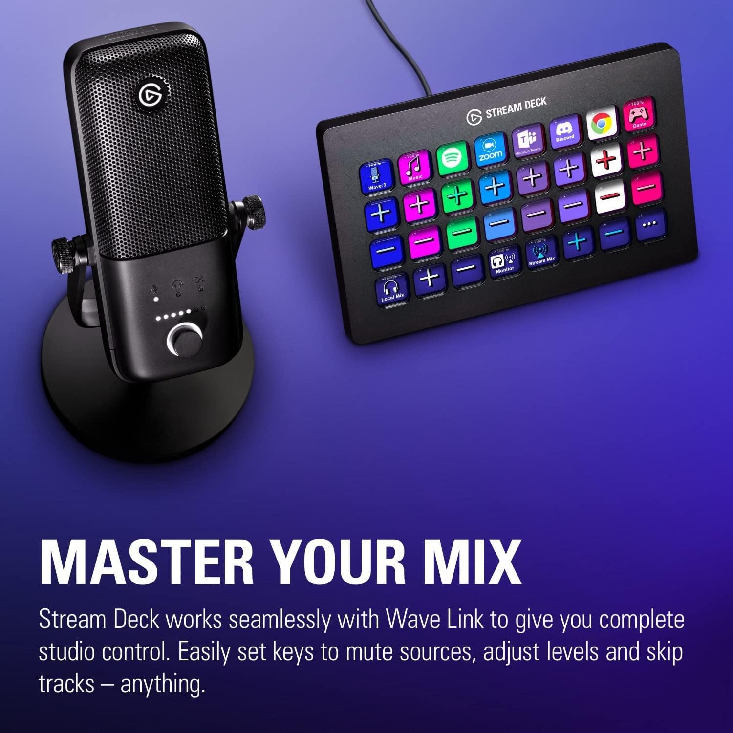 Wave:3 - Premium Studio Quality USB Condenser Microphone for Streaming, Podcast, Gaming and Home Office, Free Mixer Software, Sound Effect Plugins, Anti-Distortion, Plug ’N Play, for Mac, PC