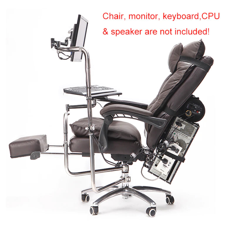 OK920 Full Motion Chair Shaft Monitor Mount Keyboard Holder +Chair Arm Clamp Elbow Wrist Support Mouse Pad for Game Office