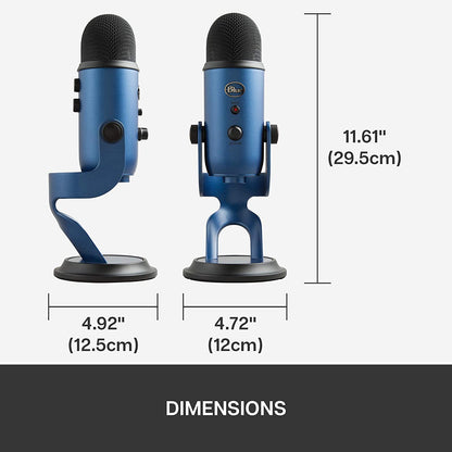 Yeti USB Microphone for Gaming, Streaming, Podcasting, Twitch, Youtube, Discord, Recording for PC and Mac, 4 Polar Patterns, Studio Quality Sound, Plug & Play-Midnight